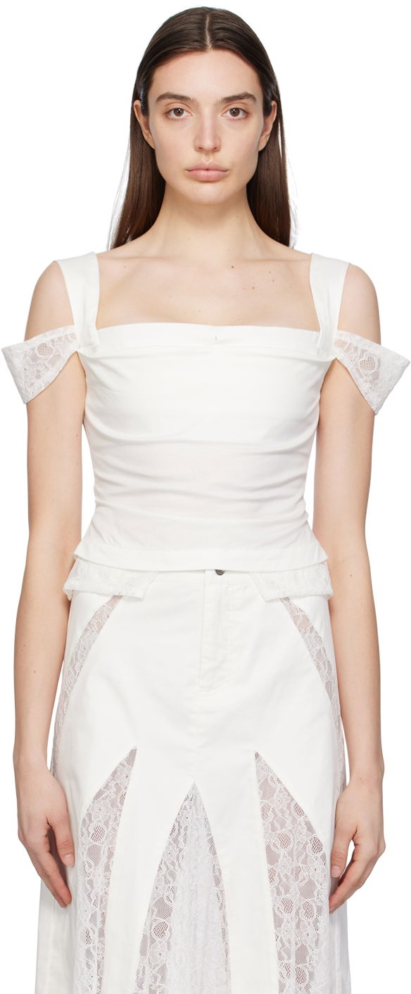 Krila Miaou Miaou Renata Lace-Trim Tank Top Bela | 7133SPSDOV