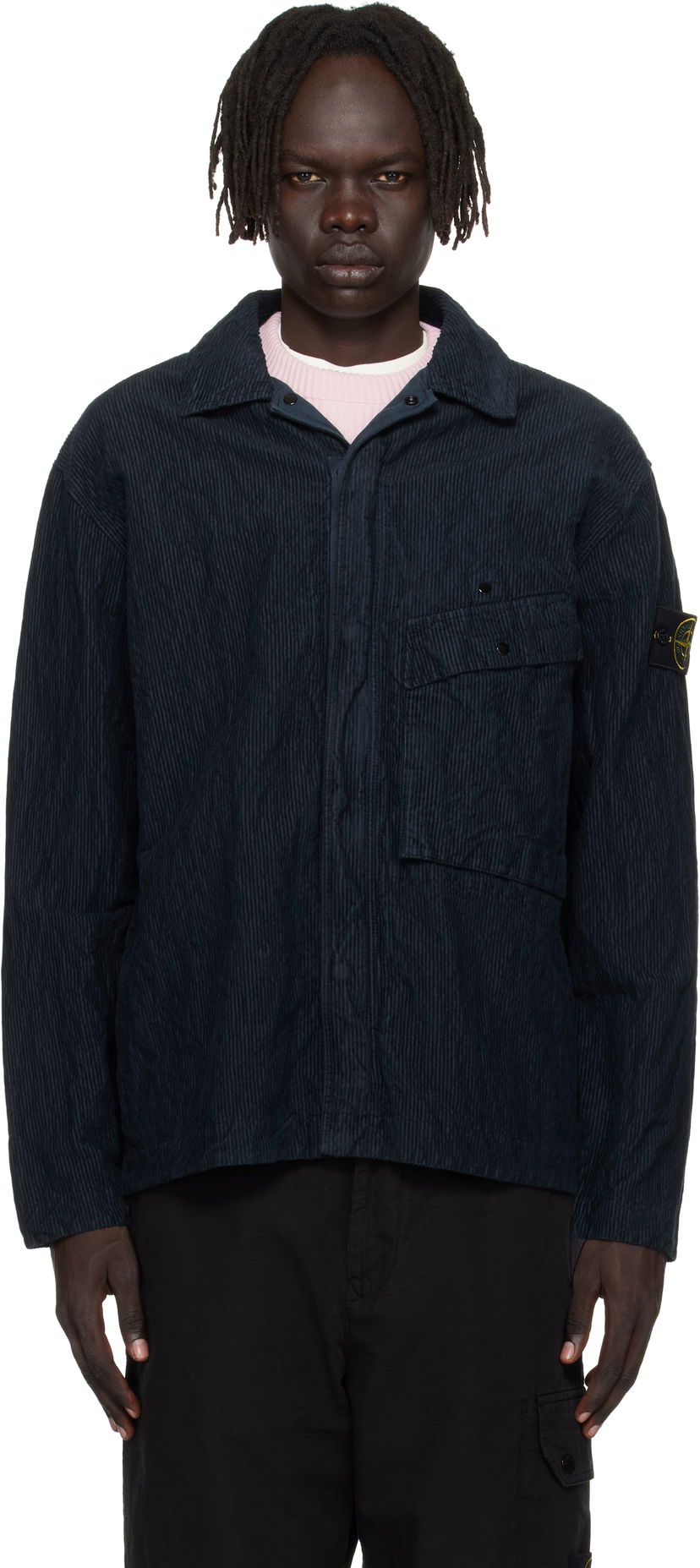 Srajce Stone Island Wrinkled Corduroy Overshirt Mornarica | K2S15 1200020 S0229