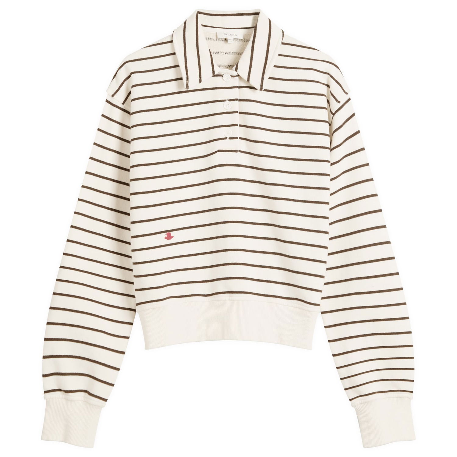 Pulover JW Anderson JW Anderson Striped Polo Sweatshirt, Size Large Bela | JW0243-PG1857-036, 1