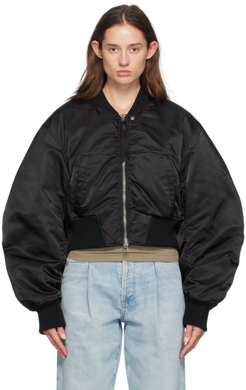 Bomber jakna AGOLDE Black Jett Bomber Jacket Črna | A5069