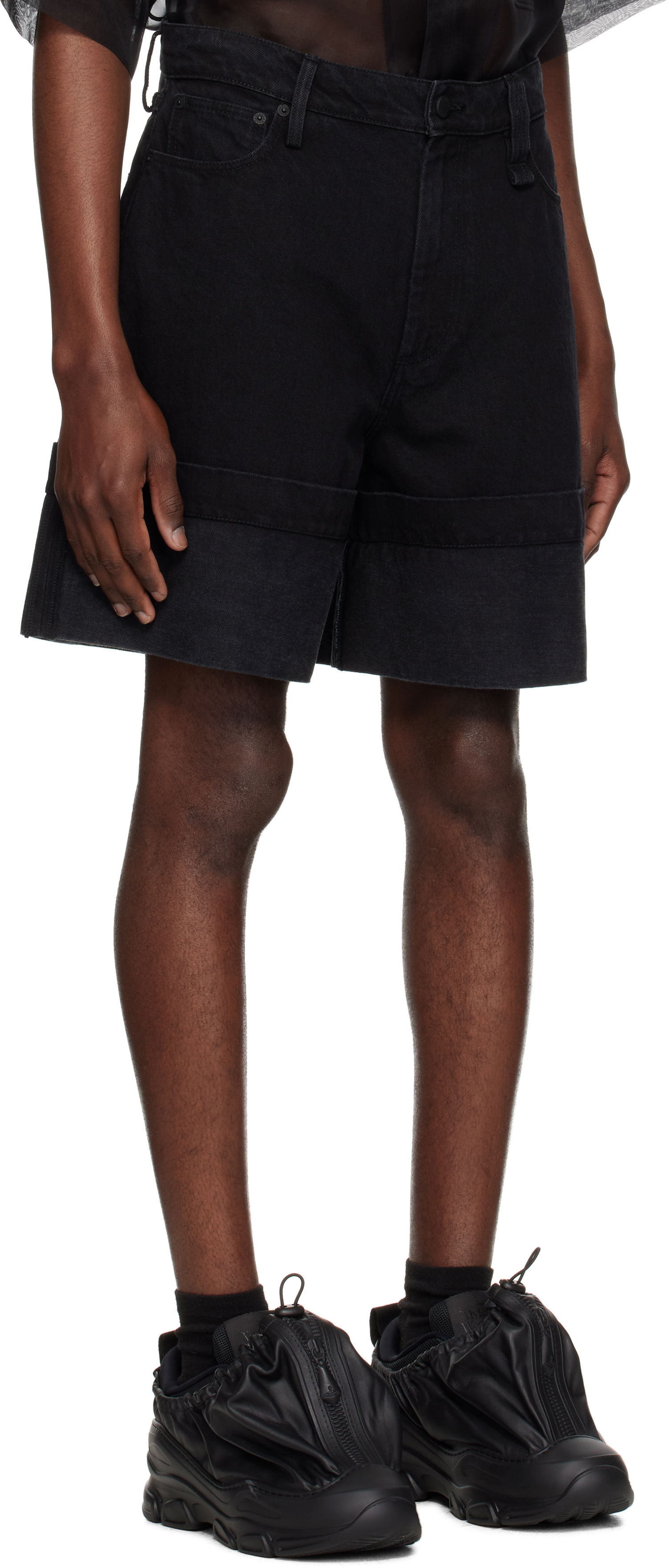 Kratke hlače Simone Rocha Simone Rocha Wide Leg Puddle Denim Shorts Črna | 4138B 1239, 1