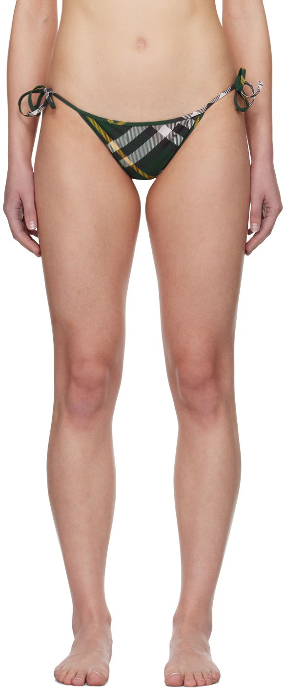 Kopalke Burberry Green Check Bikini Bottom Črna | 8082750