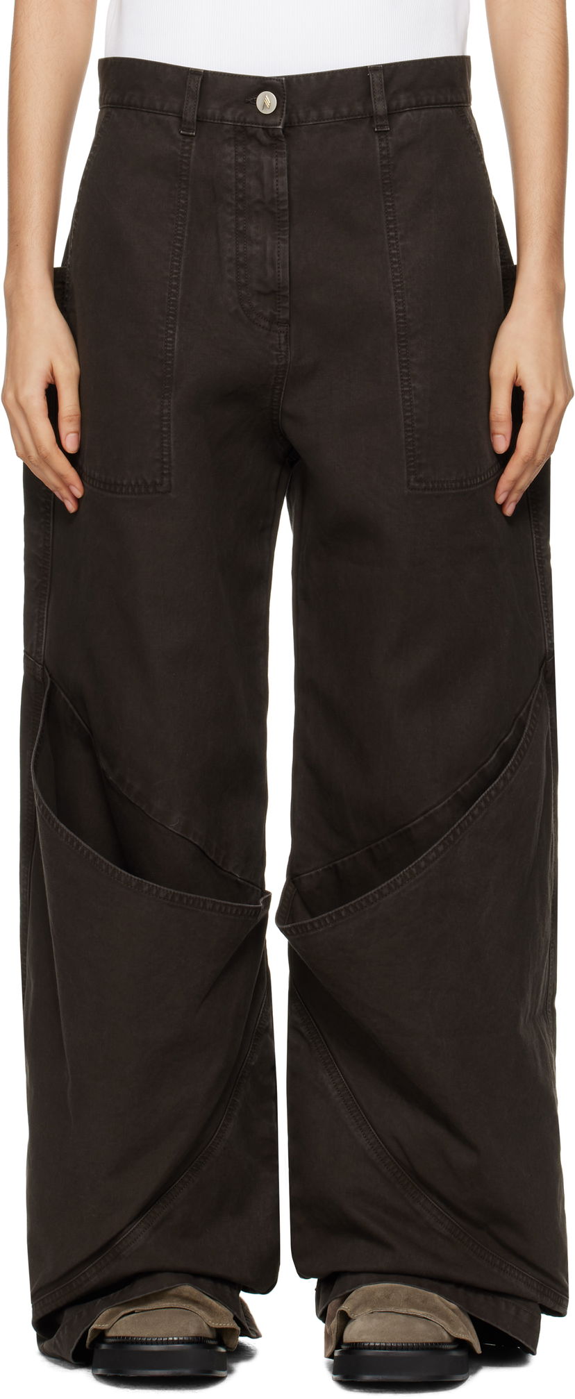 Cargo hlače The Attico The Attico Long Cargo Pants Rjava | 250WCP00198 DDC093AA