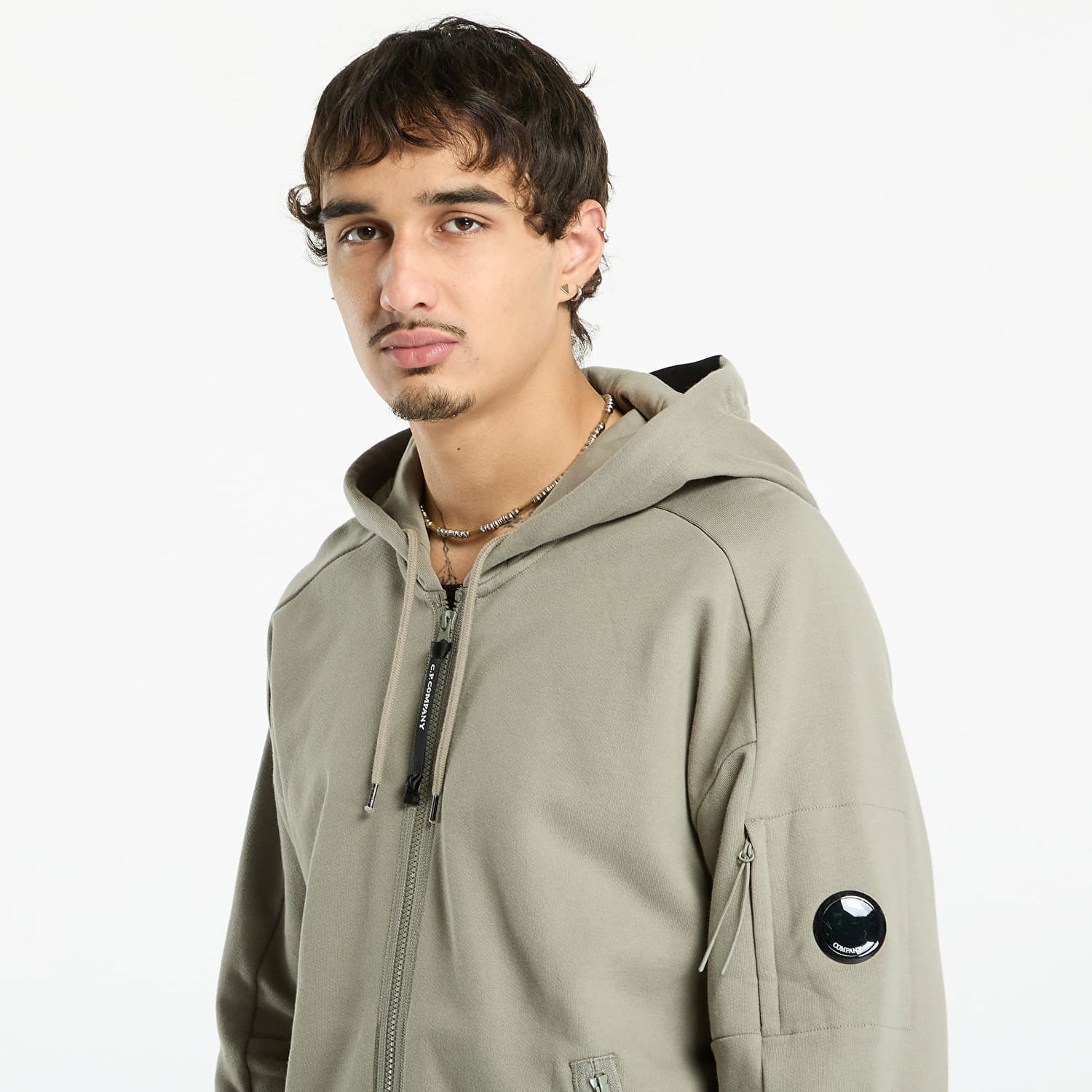 Pulover C.P. Company C.P. Company Diagonal Raised Fleece Full Zip Hoodie Siva | 19CMSS716A005086W-356, 1
