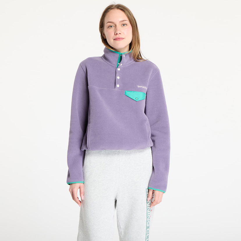 Pleteni pulover Sporty & Rich Sporty & Rich Serif Logo Fleece Sweatshirt Lila | JA047514300PU09