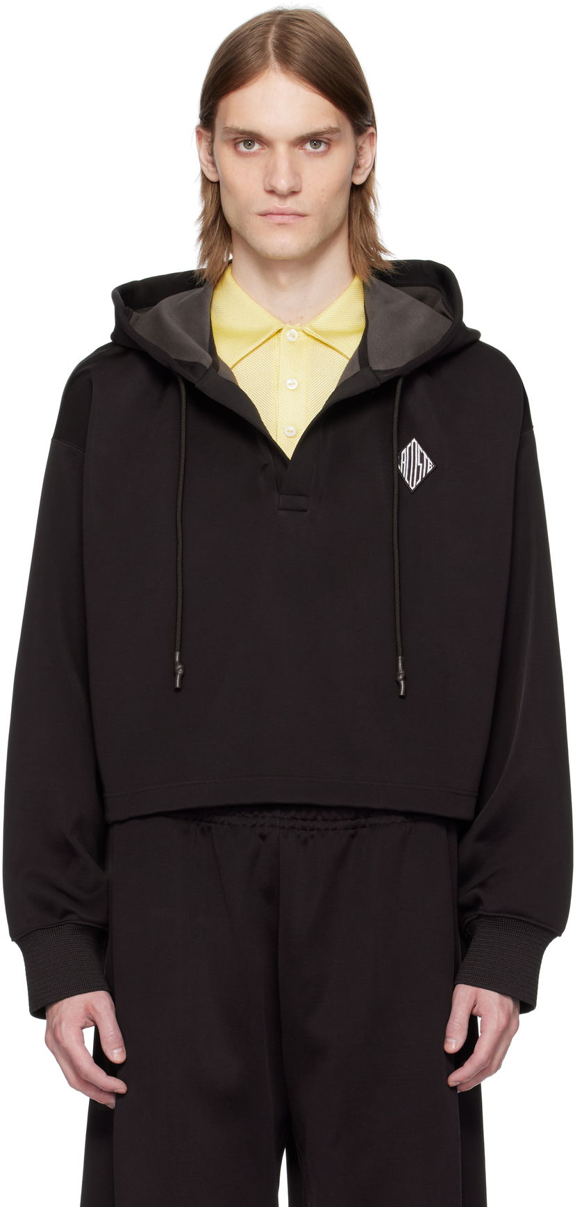 Pulover Lacoste Lacoste Runway Oversized Cropped Hoodie Črna | SH6766