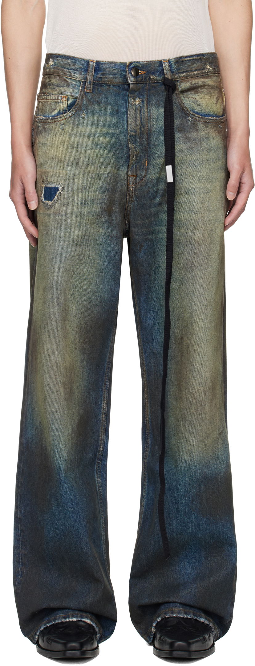 Kavbojke Ann Demeulemeester Ann Demeulemeester Dirtied Bootcut Jeans Modra | B0013616-FA671-053