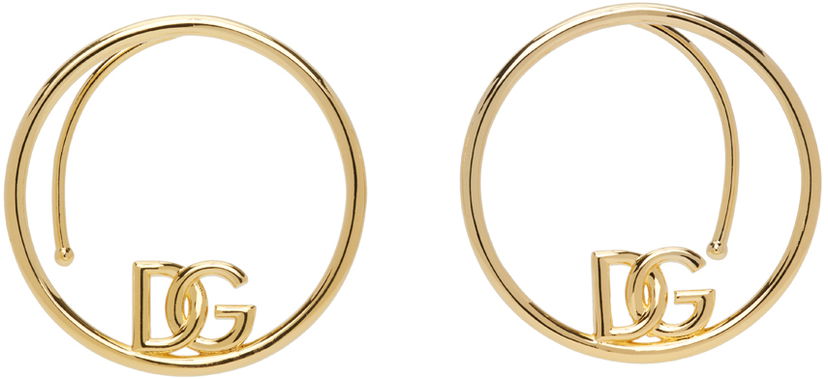 Uhani Dolce & Gabbana Gold Logo Hoop Ear Cuffs Kovinski | WEO8L3W1111