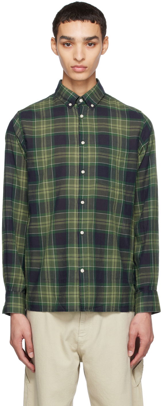 Srajce Officine Générale Arsene Plaid Cotton Flannel Shirt Zelena | S23MSHI010PRE