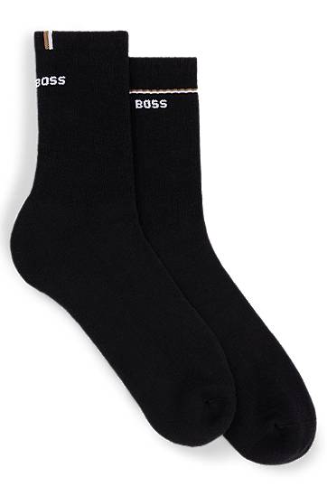 Nogavice BOSS Two-Pack of Quarter-Length Socks with Logo Details Črna | 50502113