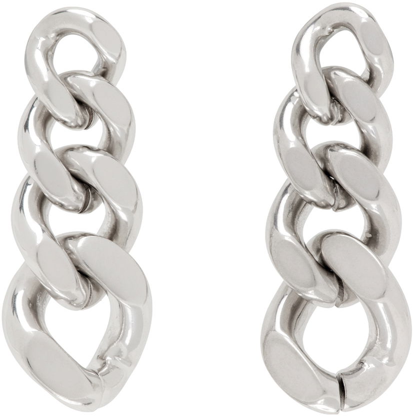 Ogrlica Jil Sander Silver Curb Chain Earrings Kovinski | J30VG0060_P6959