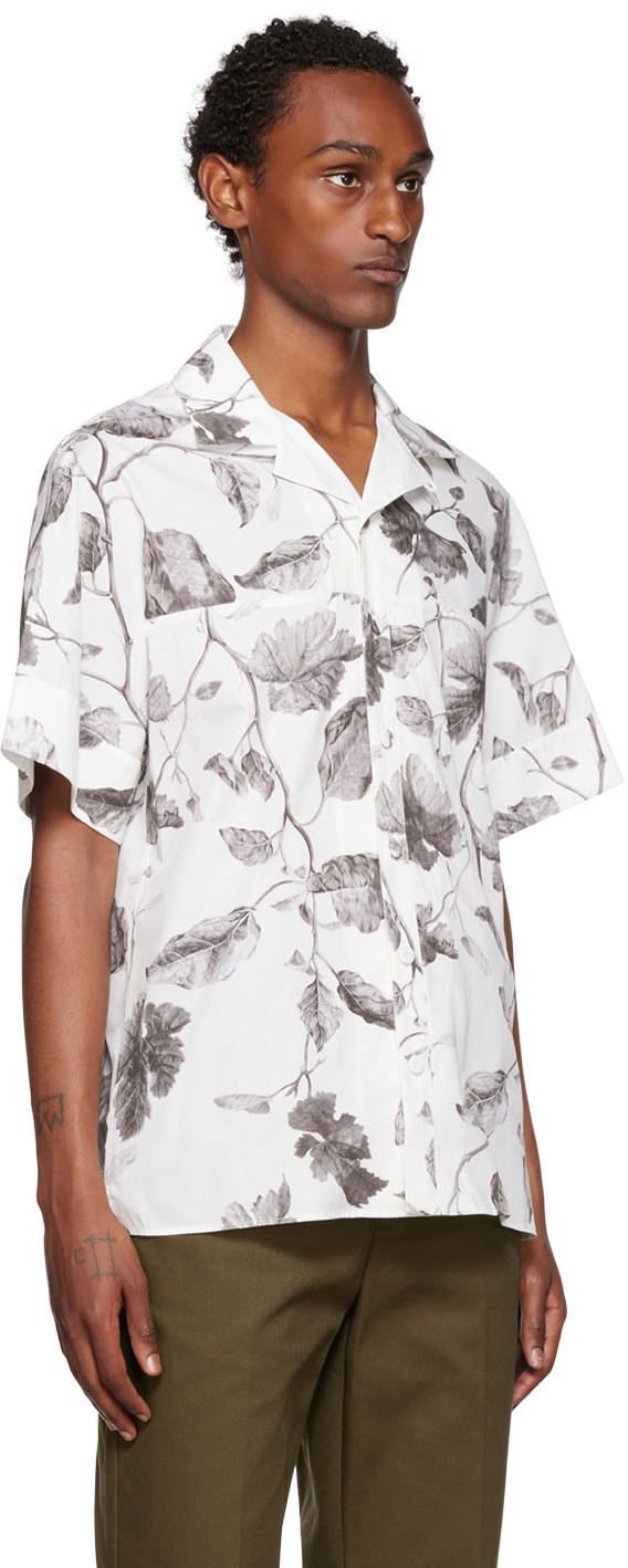 Srajce Erdem Erdem Philip Leaf-Print Shirt Bela | MF22_503MLLWP PHILIP, 1