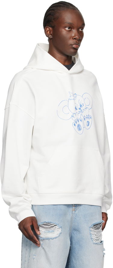 Pulover We11done Monster Print Hoodie Bela | WD-TH2-24-831-U-IV, 1