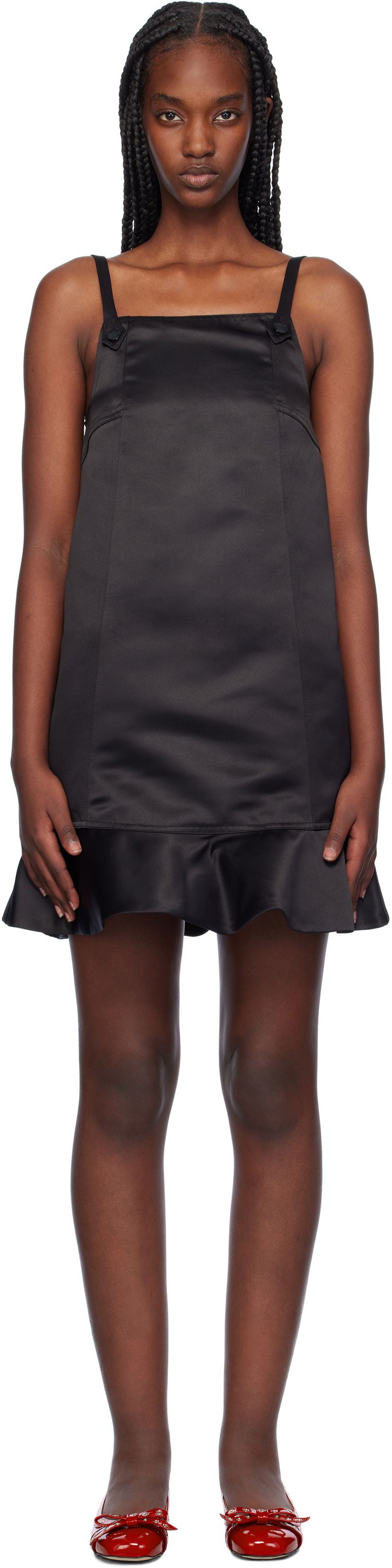 Obleke GANNI Satin Mini Dress Siva | F9719