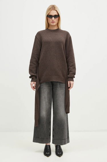 Pleteni pulover JW Anderson JW Anderson Draped Tie Front Jumper Rjava | KW1263.YN0384.958, 4
