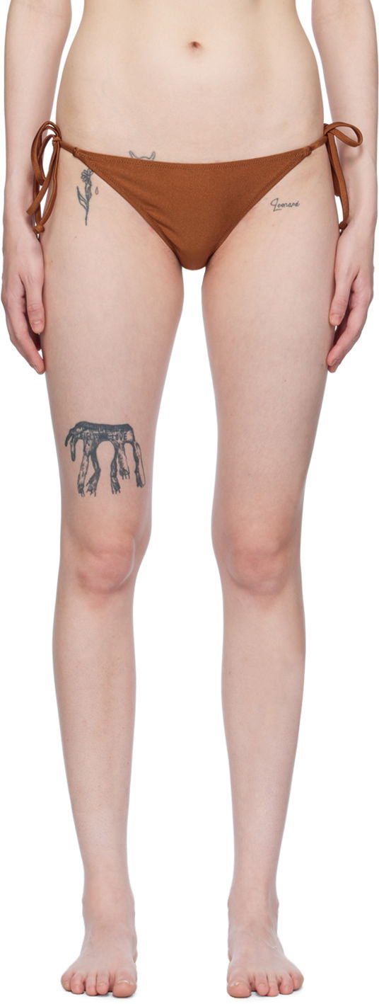 Kopalke GANNI Brown String Bikini Bottoms Rjava | A5893