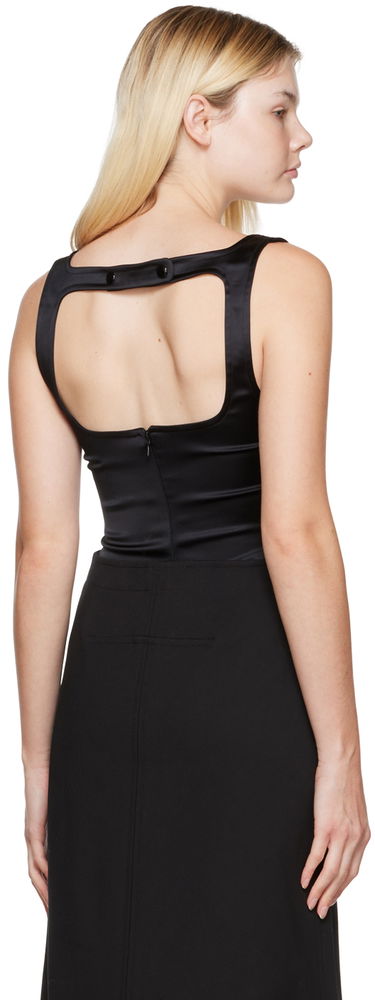 Bodi Courrèges Square Neck Satin Tank Top Črna | 322CTO079AC0017, 2