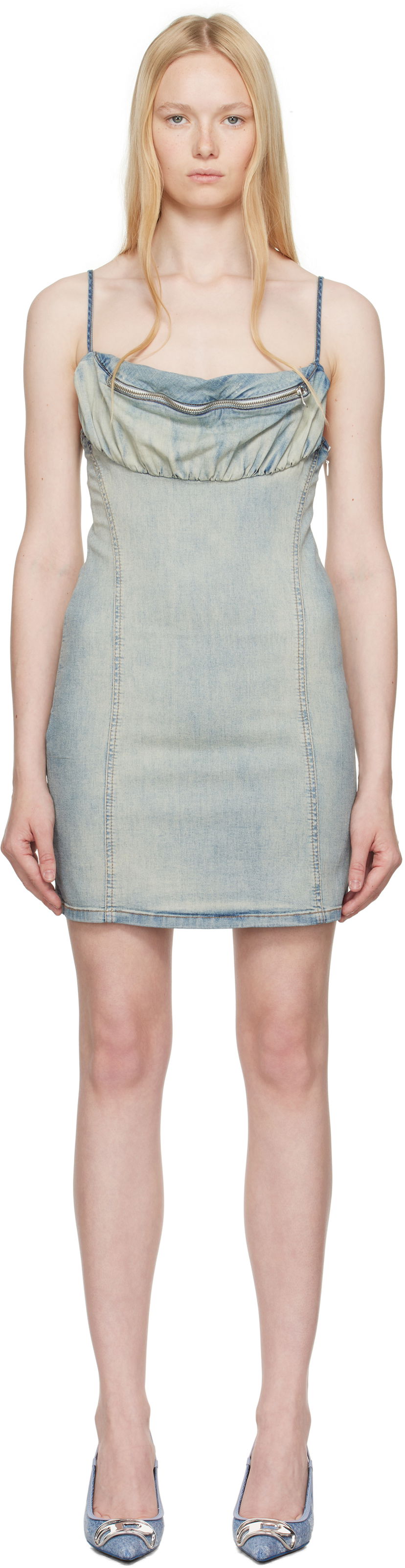 Obleke Diesel Diesel De-Ellit-S Denim Minidress Modra | A16309 0ABDD