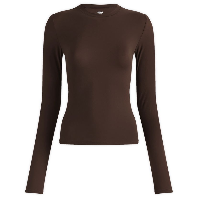 Majica SKIMS Fits Everybody Long Sleeve T-Shirt, Size Large Rjava | AP-TSH-0650-COCOA