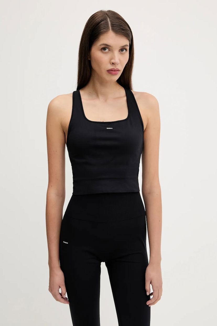 Majica brez rokavov PANGAIA Pangaia Plant-Stretch Ribbed Tank Top Črna | 10002425