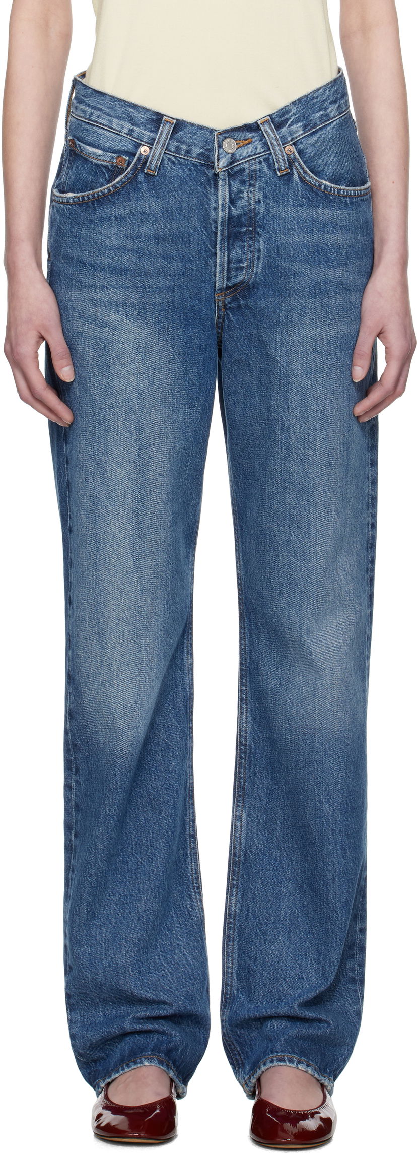 Kavbojke AGOLDE AGOLDE V-Waist Kelly Jeans Modra | A229-1535