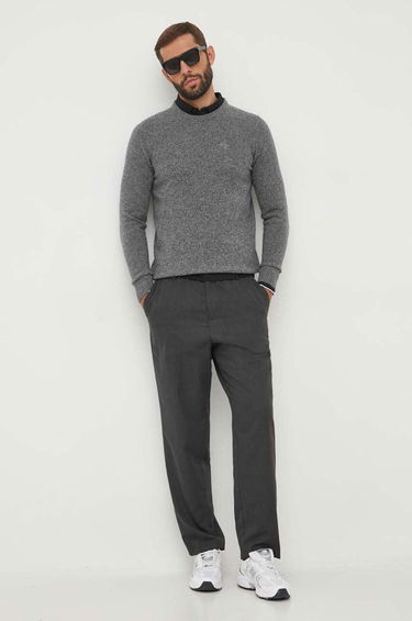 Pleteni pulover Barbour Crewneck Sweater Siva | MKN0844, 1
