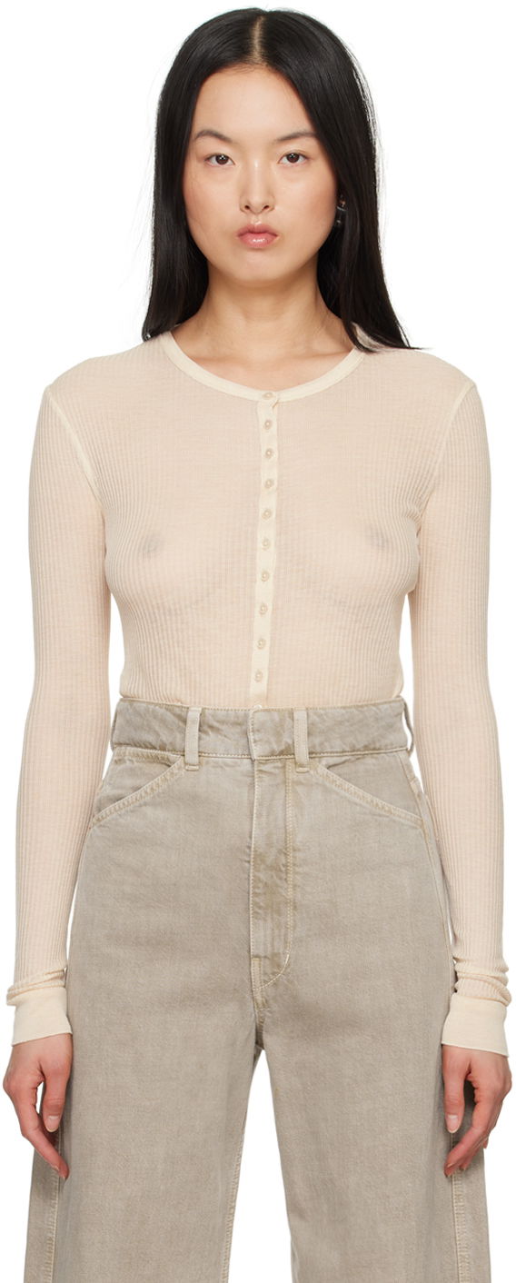 Pleteni pulover LEMAIRE Women's Seamless Button Cardigan Bež | TO1157 LK1017, 0