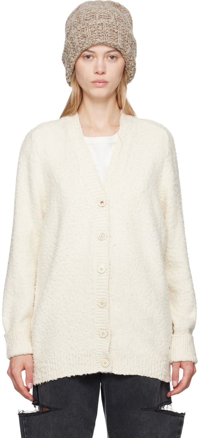 Pleteni pulover Maison Margiela Off-White Oversized Piled Cardigan Bela | SI0GP0002 S17664