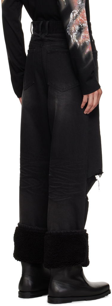 Kavbojke We11done We11done Faded Shearling Cuff Jeans Črna | WD-DP3-23-315-M-BK, 2