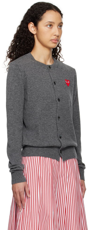 Pleteni pulover Comme des Garçons COMME des GARÇONS PLAY Heart Cardigan Črna | AX-N007-051, 4