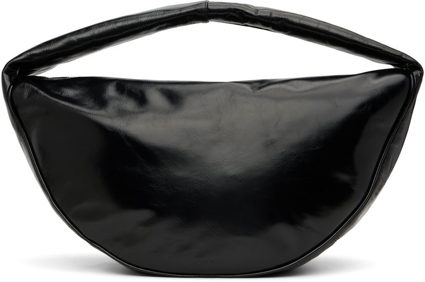 Torba za čez ramo BY FAR BY FAR Maxi Cush Creased Leather Shoulder Bag Črna | MWBSB022LL002BKPL