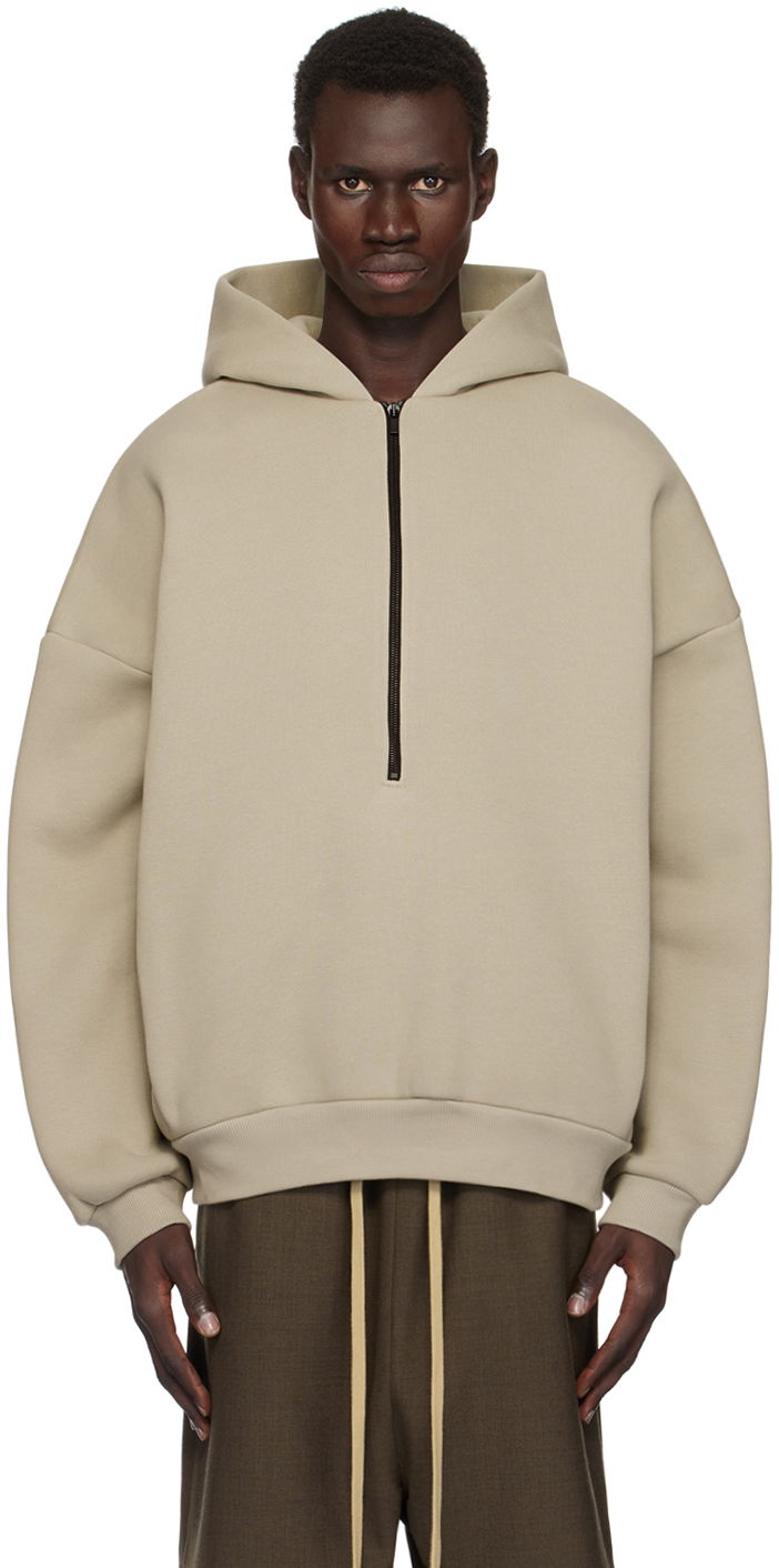 Pulover Fear of God Fleece Half Zip Hoodie Bež | FG24FW50-1006FLC