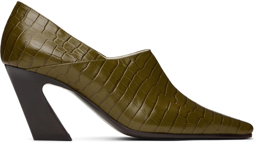Superge in čevlji Bottega Veneta Bottega Veneta Lewis Embossed Leather Mules Zelena | 806723 V4PB0