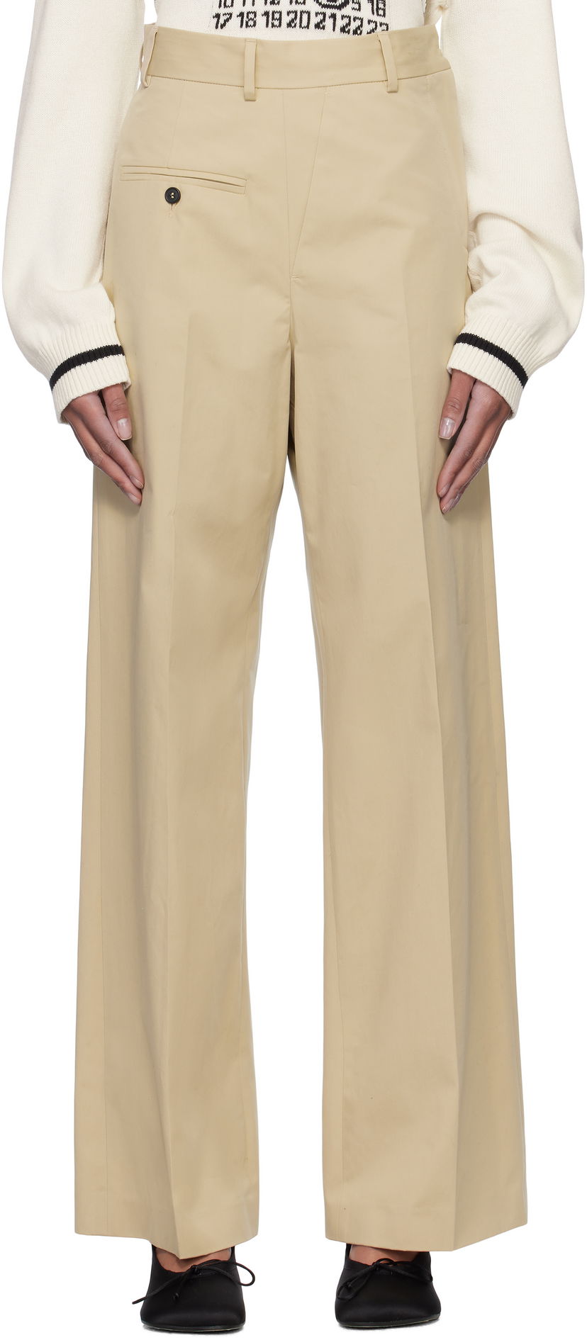 Hlače Maison Margiela MM6 Maison Margiela Tailoring Twisted Trousers Bež | S52KA0516 M35148