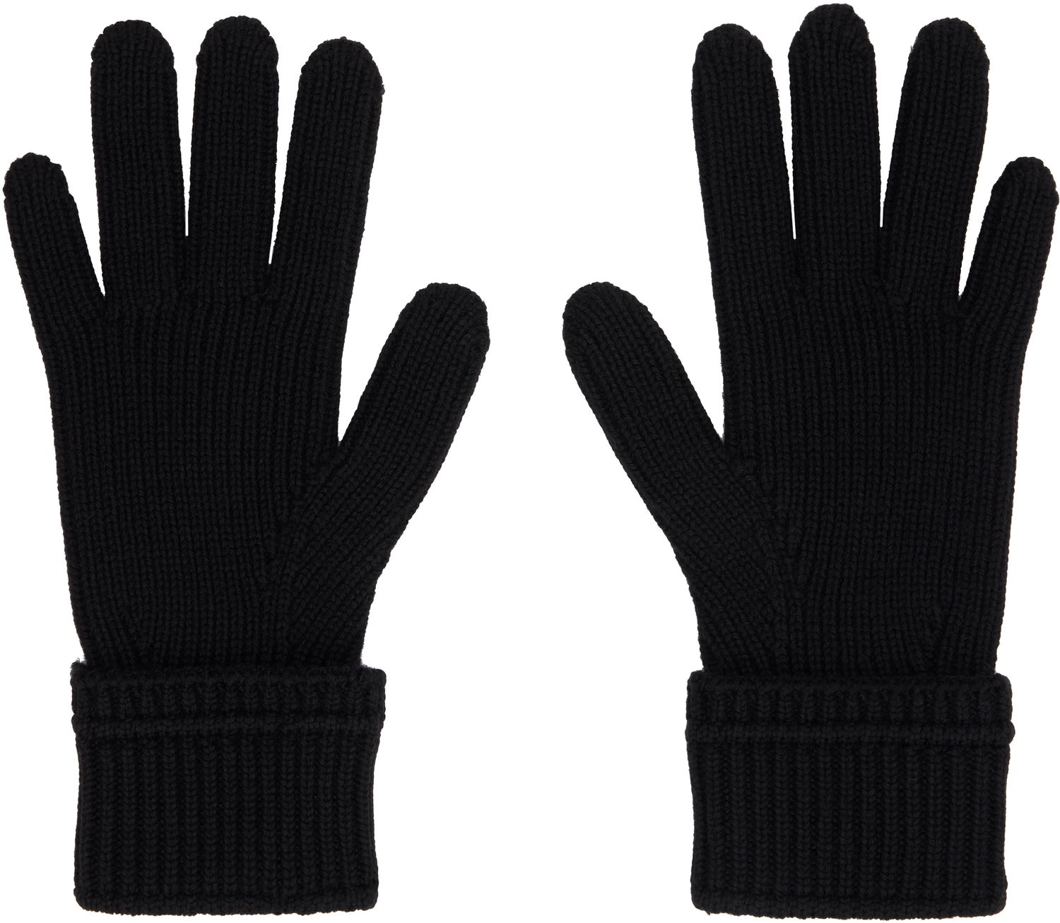 Rokavice Burberry Burberry Wool Gloves with Logo Patch Črna | 8114593, 1