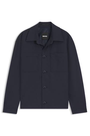 Srajce BOSS Relaxed Fit Performance-Stretch Overshirt Mornarica | 50546059