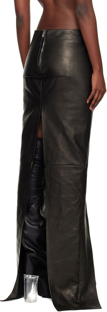 Krila Rick Owens Concordians Sliced Draped Leather Maxi Skirt Črna | RO02E4387 LNV, 2