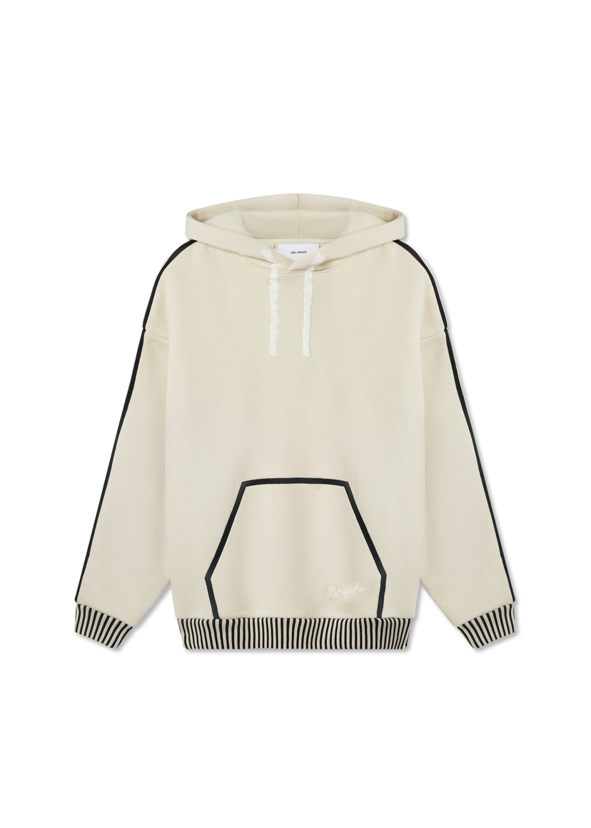 Pulover AXEL ARIGATO Relaxed-Fit Hoodie with Striped Trim Bež | A2974003