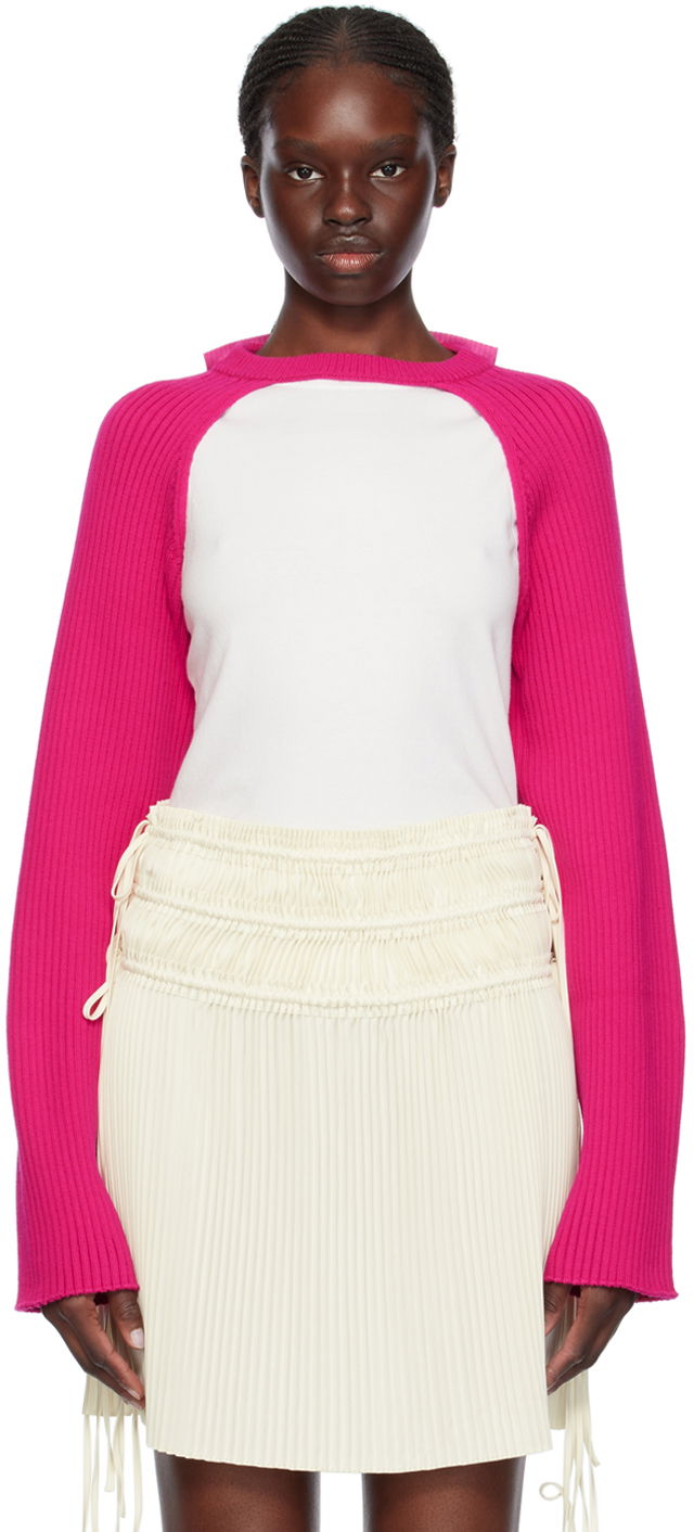 Pleteni pulover Helmut Lang Rib Sweater Roza | O01HW722, 0