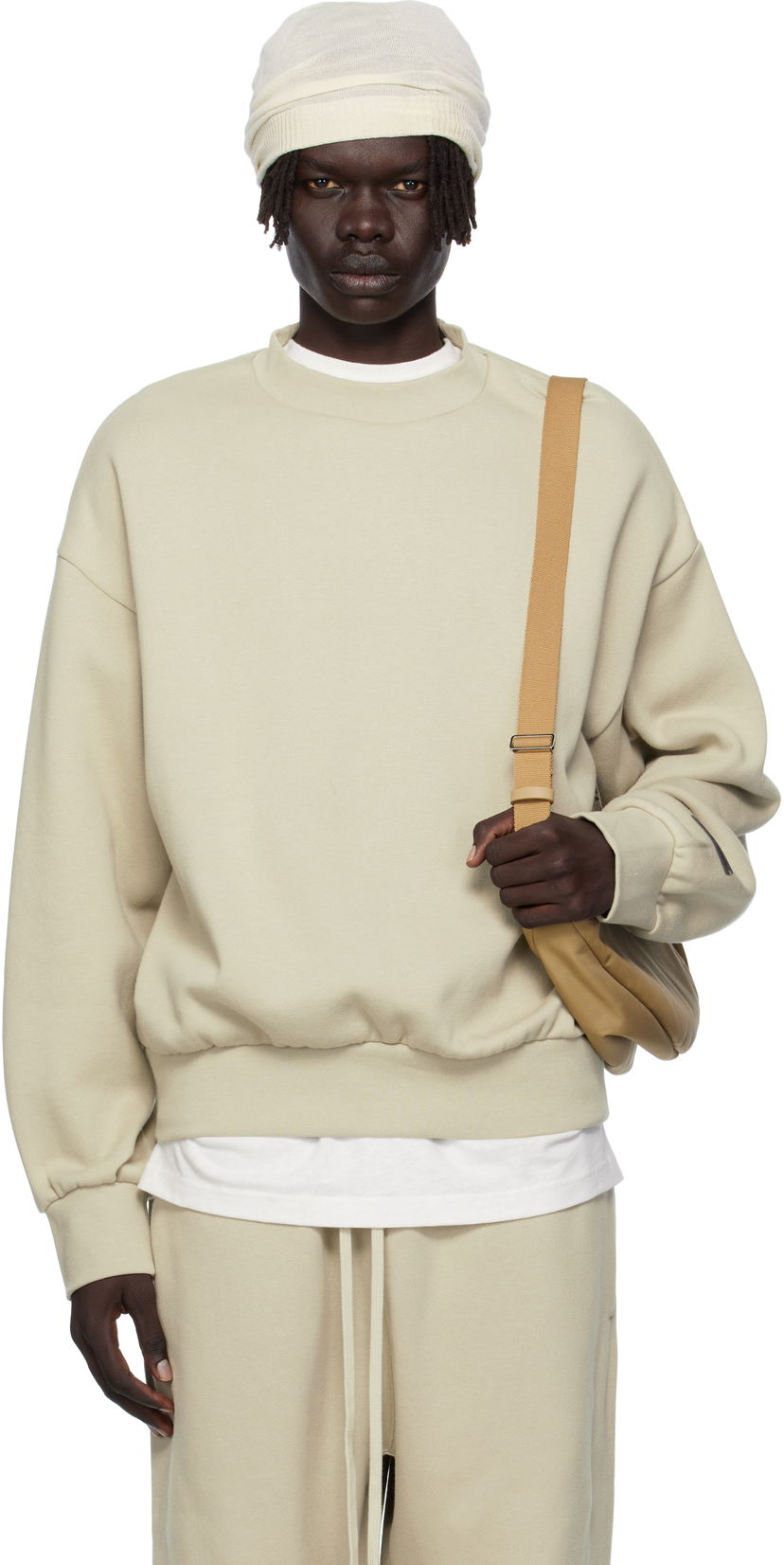 Pulover Fear of God Fear of God ESSENTIALS Classic Fit Fleece Crewneck Sweatshirt Bež | 192SP252046F