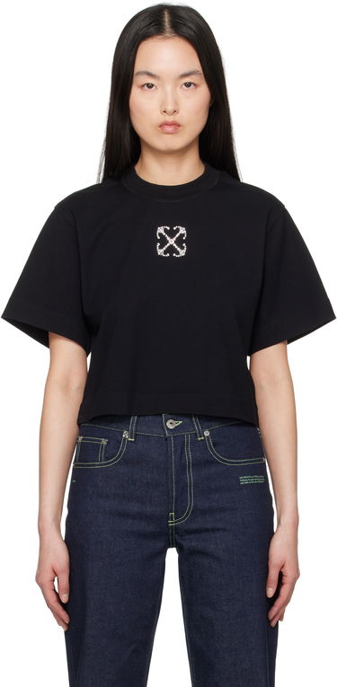 Krop-top Off-White Off-White Jewel Mini Arrow Crop T-Shirt Črna | OWAA090S25JER0021072, 0