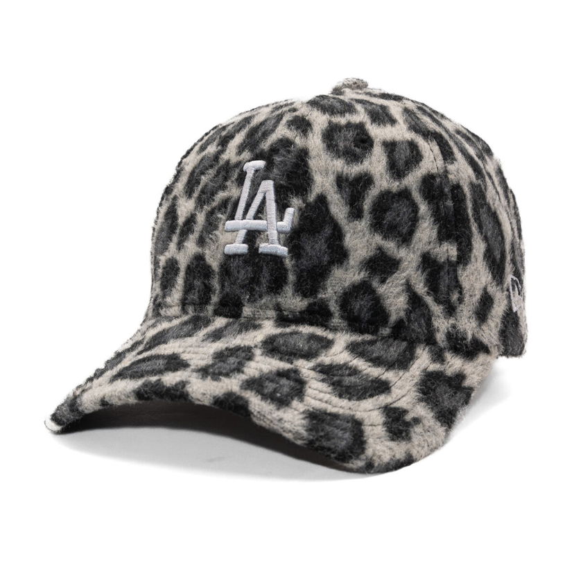 Kapa New Era Cosy Animal Snow Leopard Fleece 9FORTY LA Dodgers Adjustable Hat Siva | 60691313