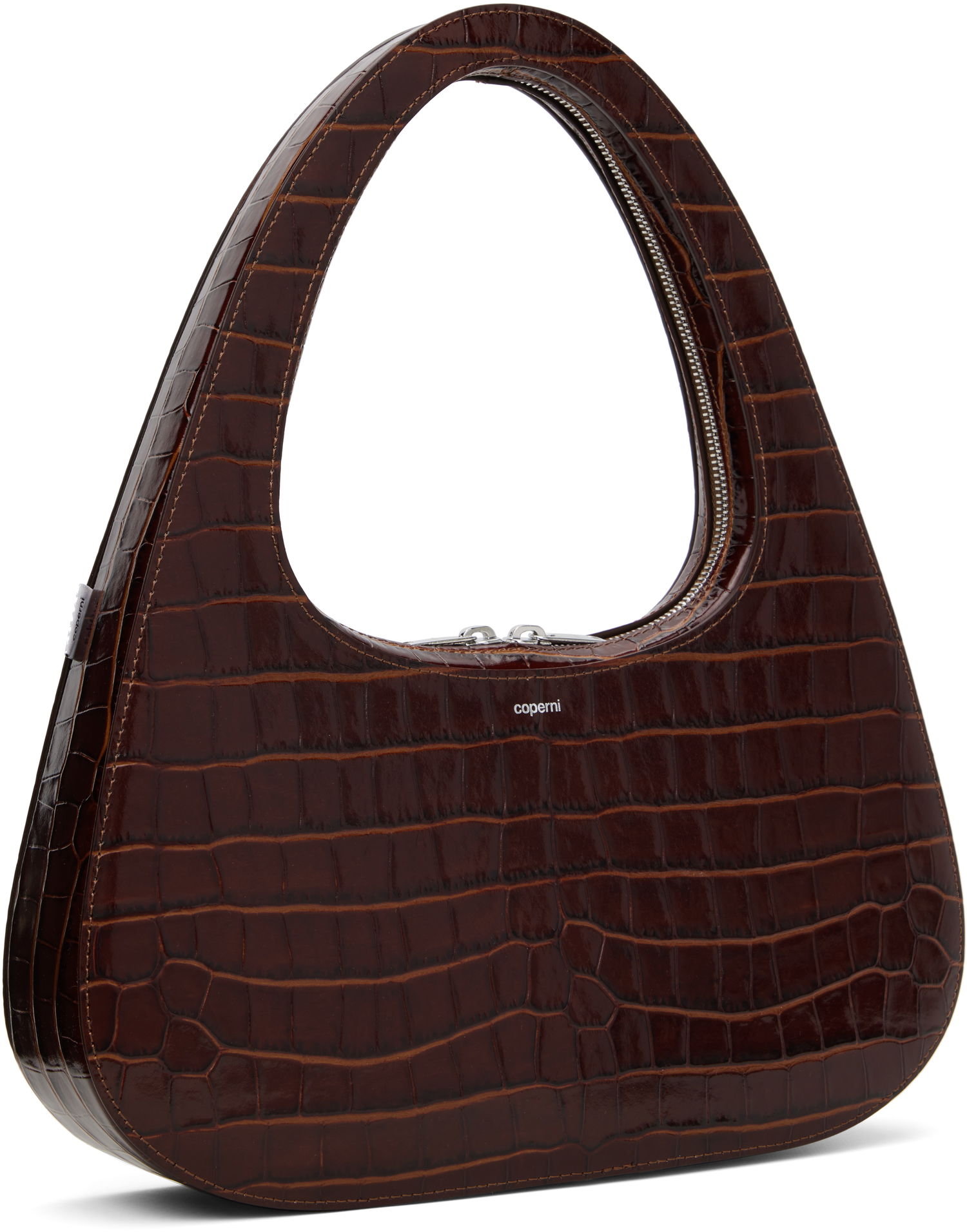 Torbica Coperni Coperni Croco Embossed Large Swipe Baguette Bag Rjava | COPBA85F6032, 1