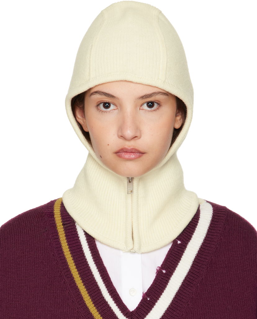 Beanie Ambush Rib Knit Balaclava Bež | BWLC002F24KNI0013100
