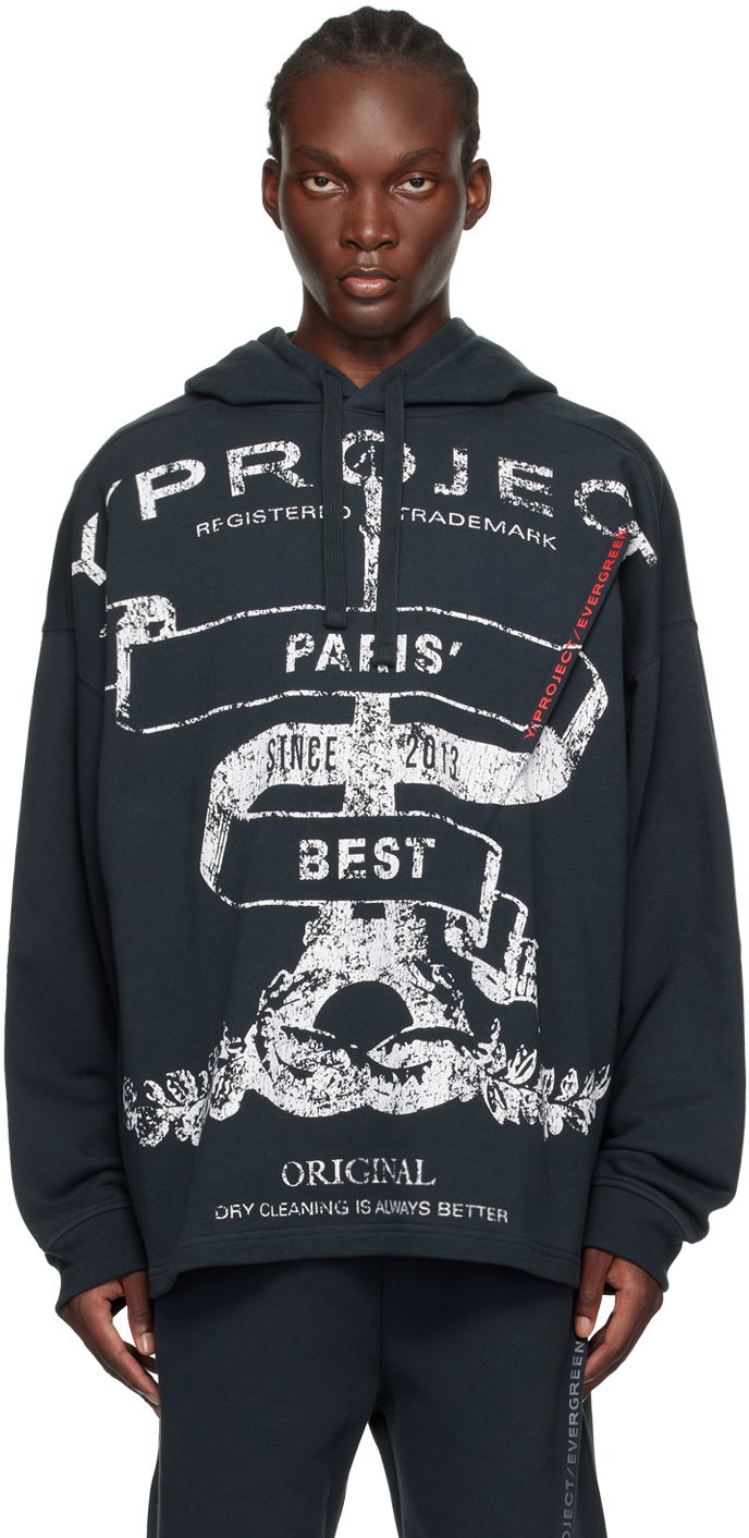 Pulover Y/PROJECT 'Paris' Best' Pinched Logo Hoodie Črna | 204SH002