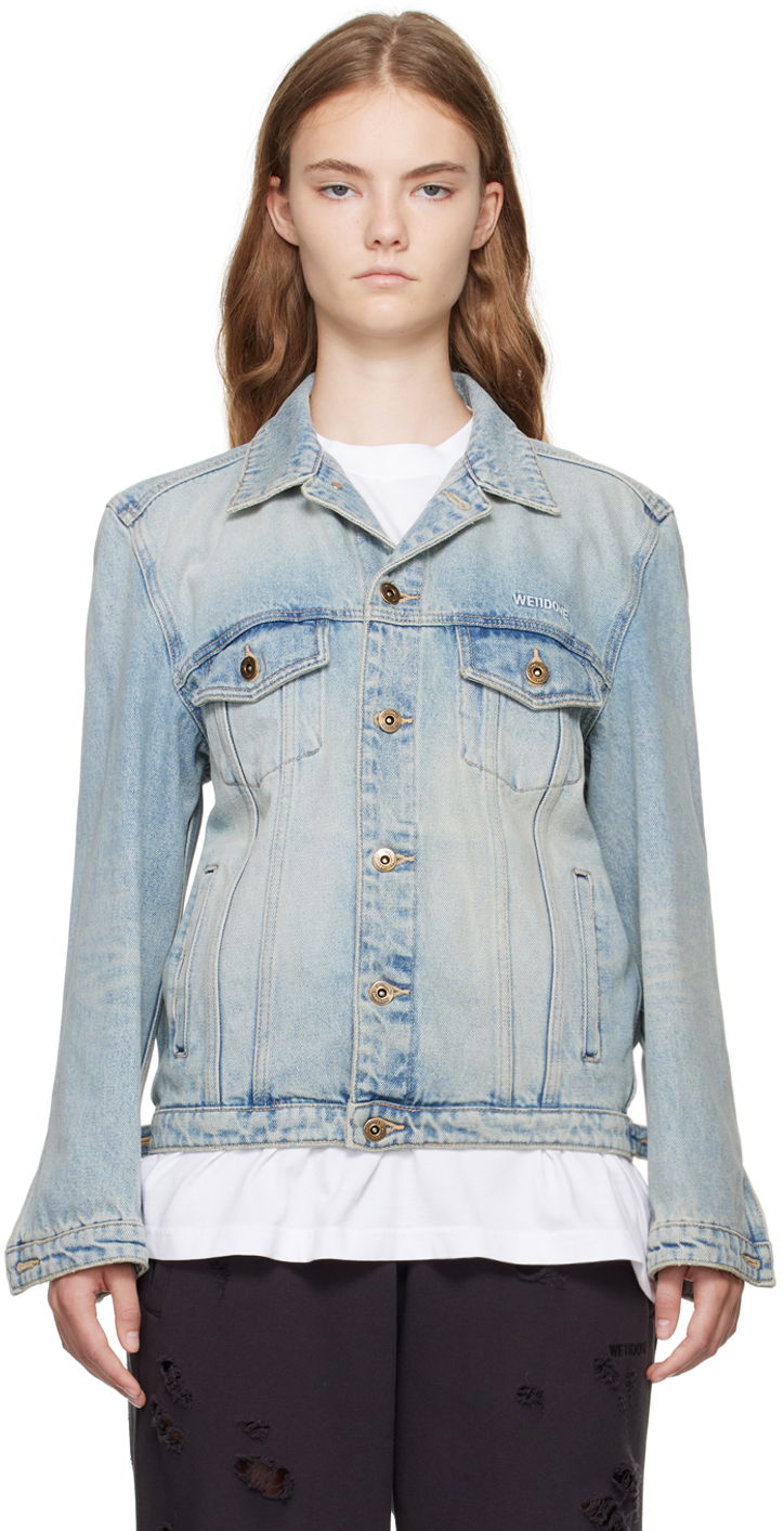 Jakna We11done Washed Denim Jacket Modra | WD-DJ2-24-348-W-SK