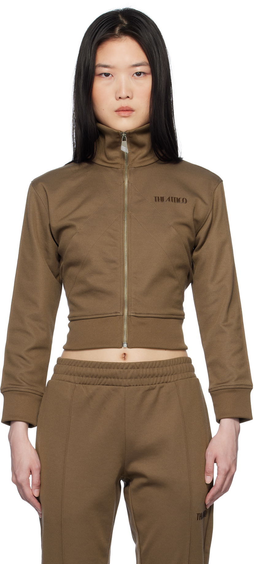 Trenirka The Attico The Attico Cropped Track Jacket Rjava | 250WCF00022 JJJ055AA