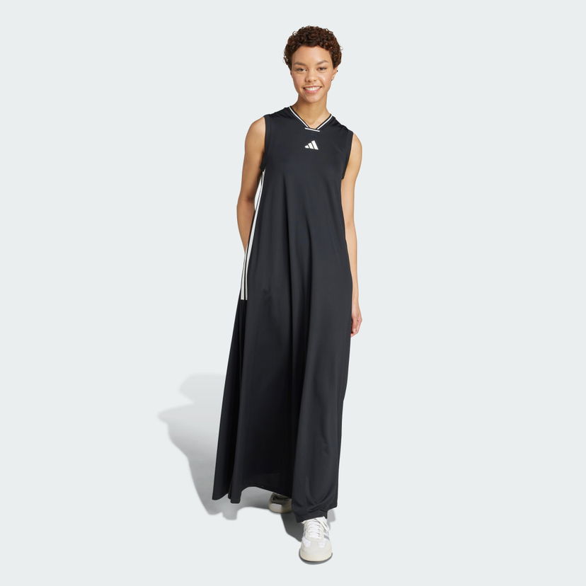 Obleke adidas Performance Tiro Cut 3-Stripes Soft Mesh Long Dress Črna | JG4118