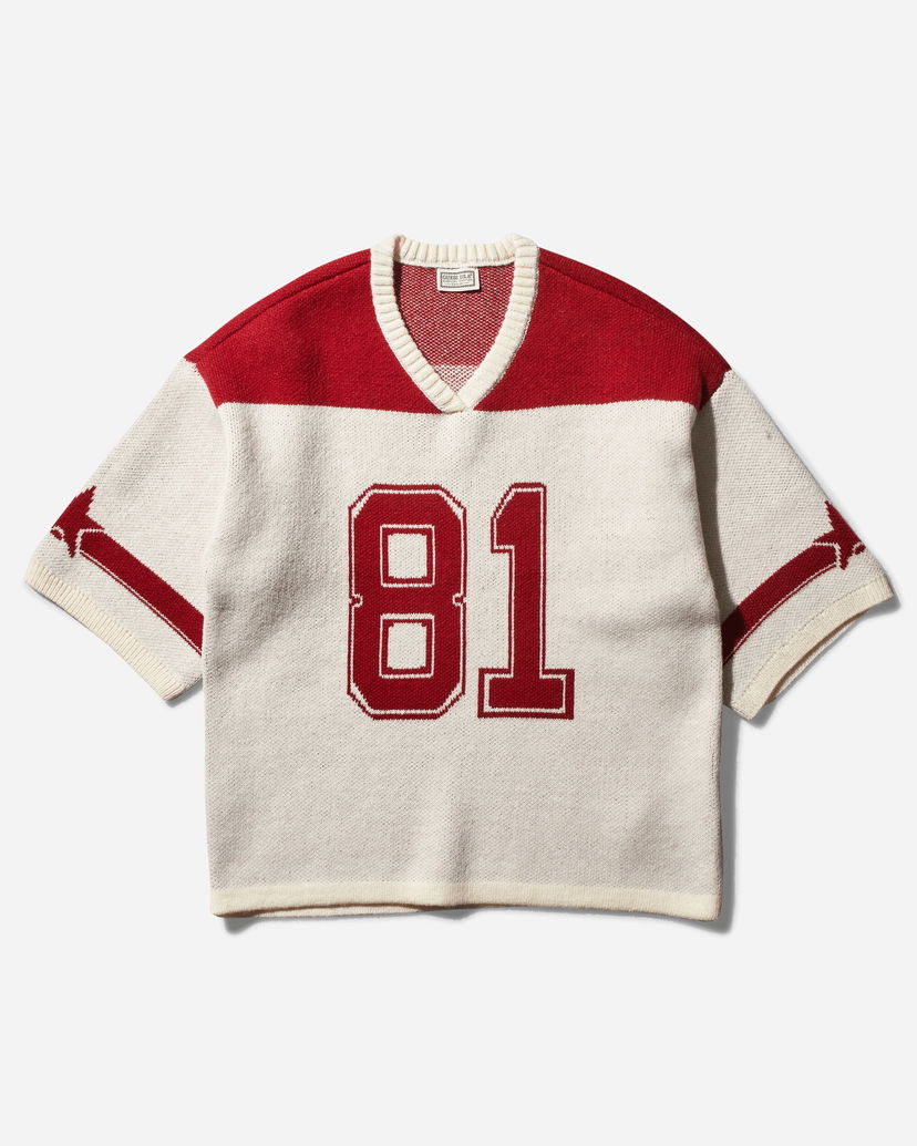 Dres GUESS Football Jersey Sweater Petite Syrah / White Bež | W4BR02Z3GQ0 F5F7