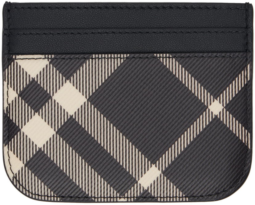 Oblačila Burberry Black Check Card Holder Črna | 8095129